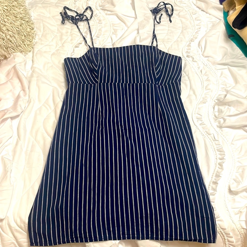 Navy blue striped dress